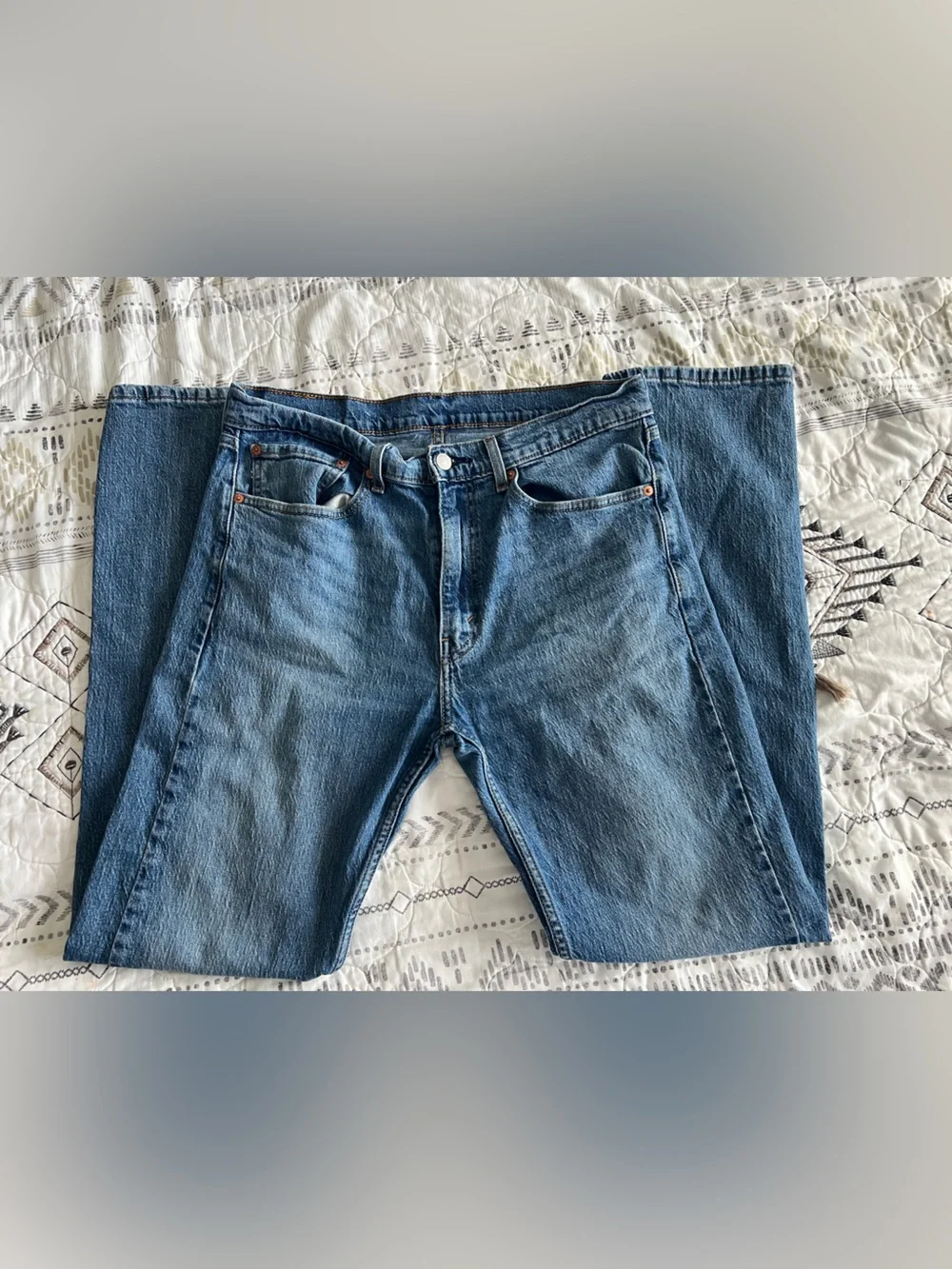 Levi's 505 Regular Fit Jeans Mens 34x34 Blue Straight Leg Stretch Denim